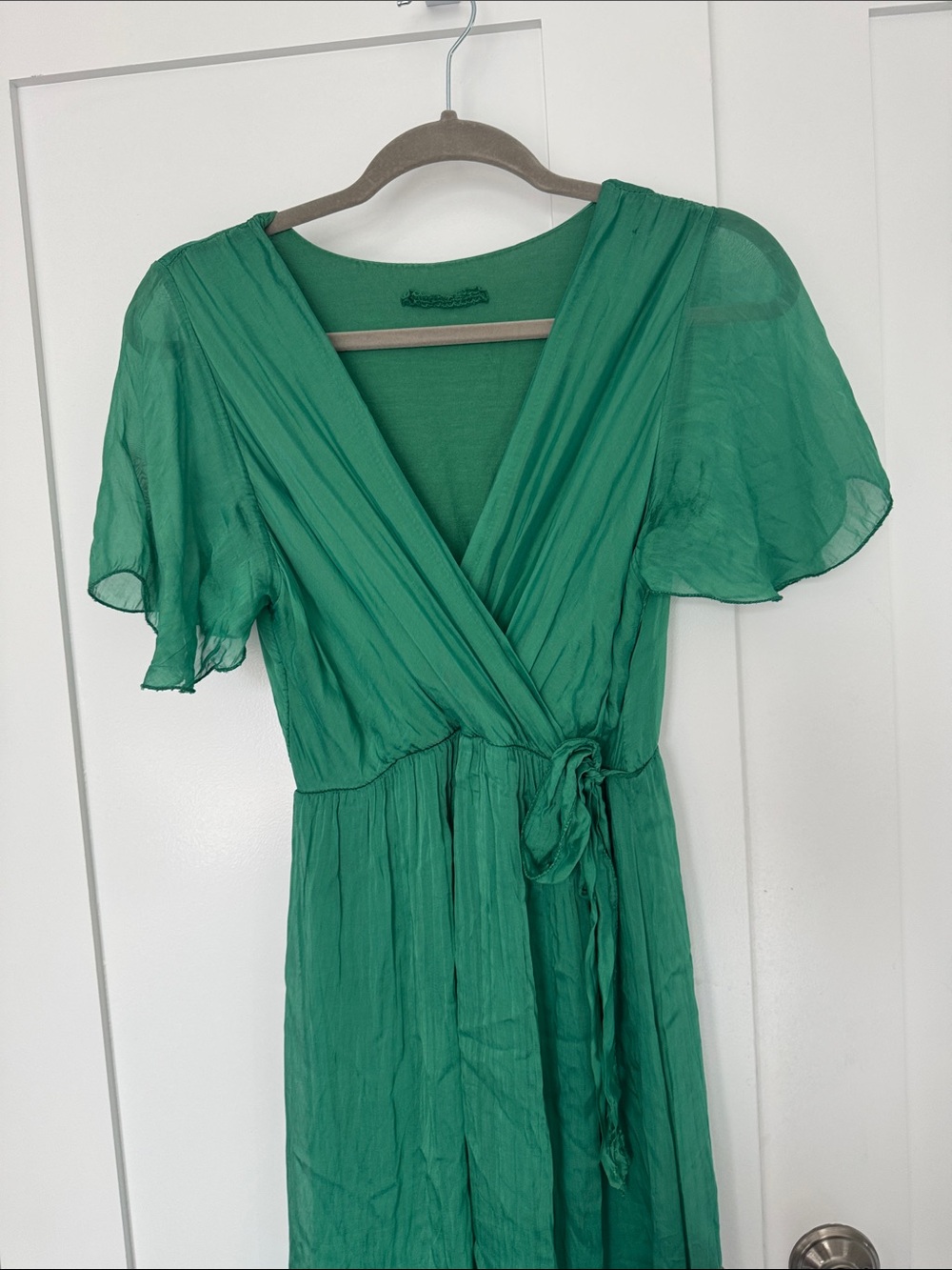Source Unknown Deep Green Wrap-Style Maxi Dress with Tie - Picture 5 of 5